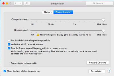 power settings